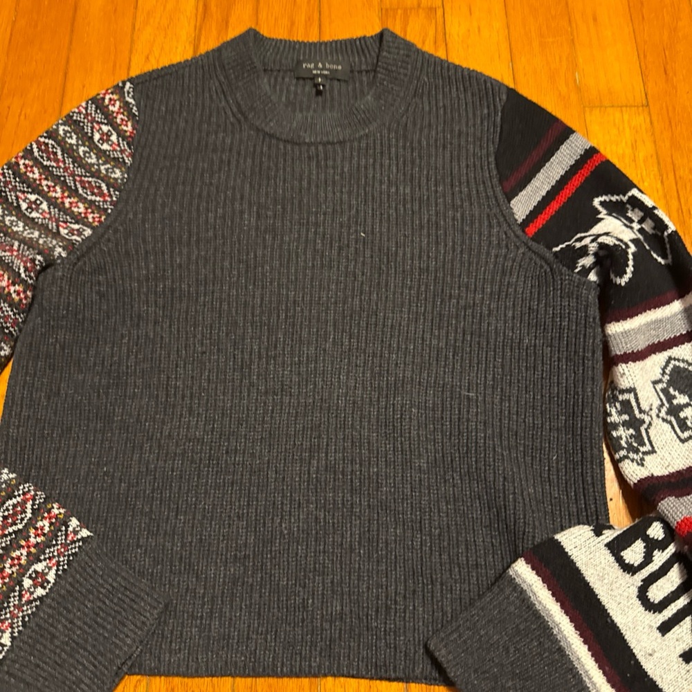 Rag & Bone Small Gray Patterned Sweater - image 3